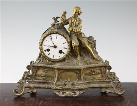 A 19th century French ormolu mantel clock, 10in.